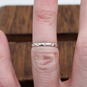 Size 5 925 Sterling Silver Dot Pattern Cute Petite Ring